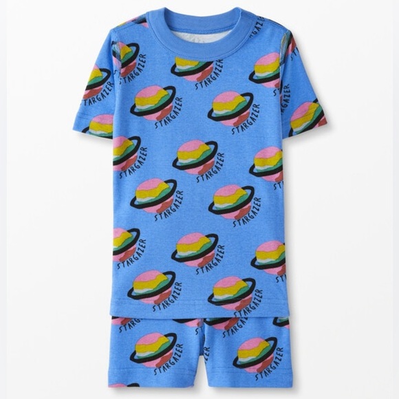 Hanna Andersson Other - Hanna Andersson Short John Pajama Set Stargazer Kids Top Bottoms Space Blue